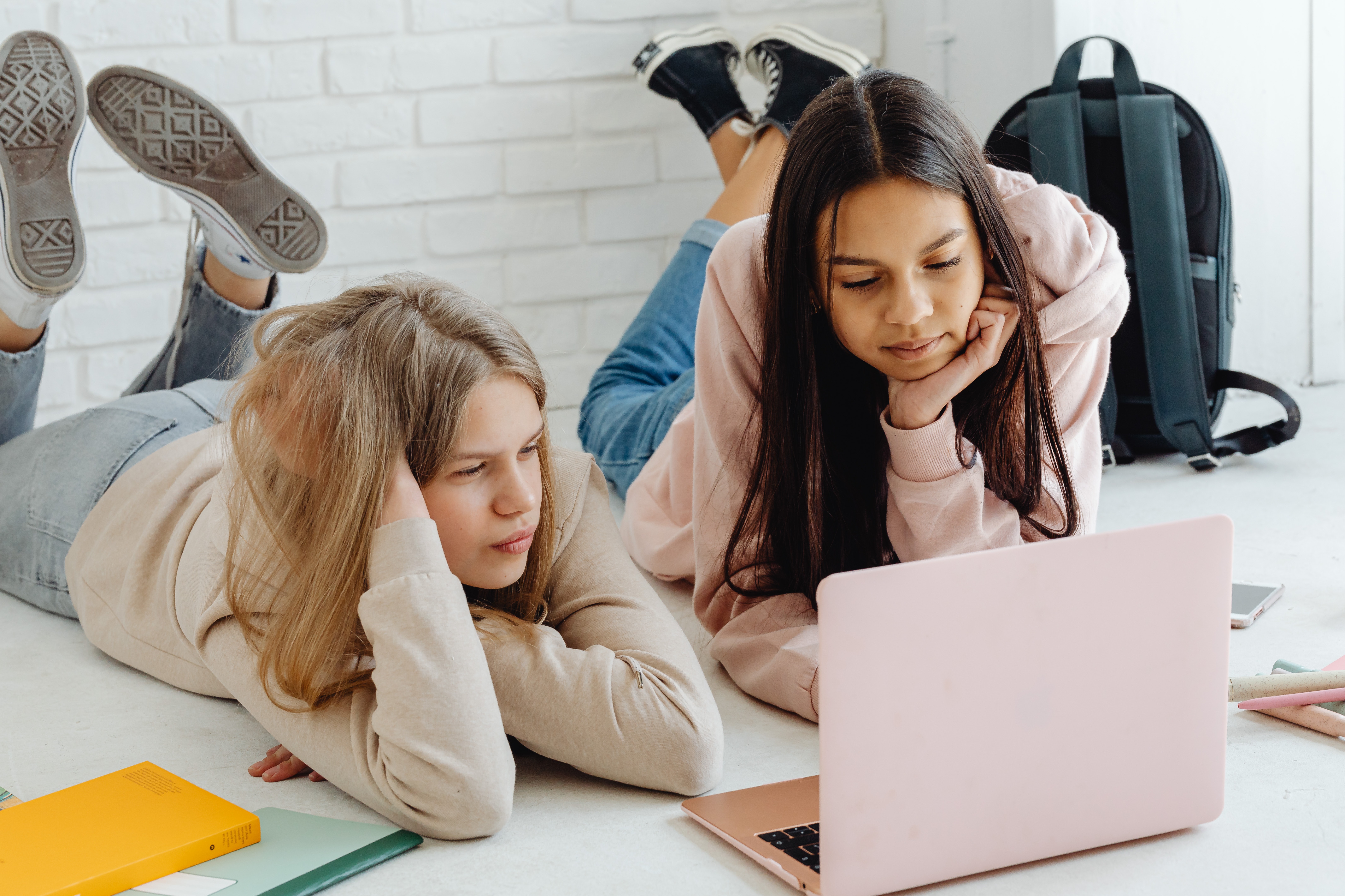 Two girls using a computer