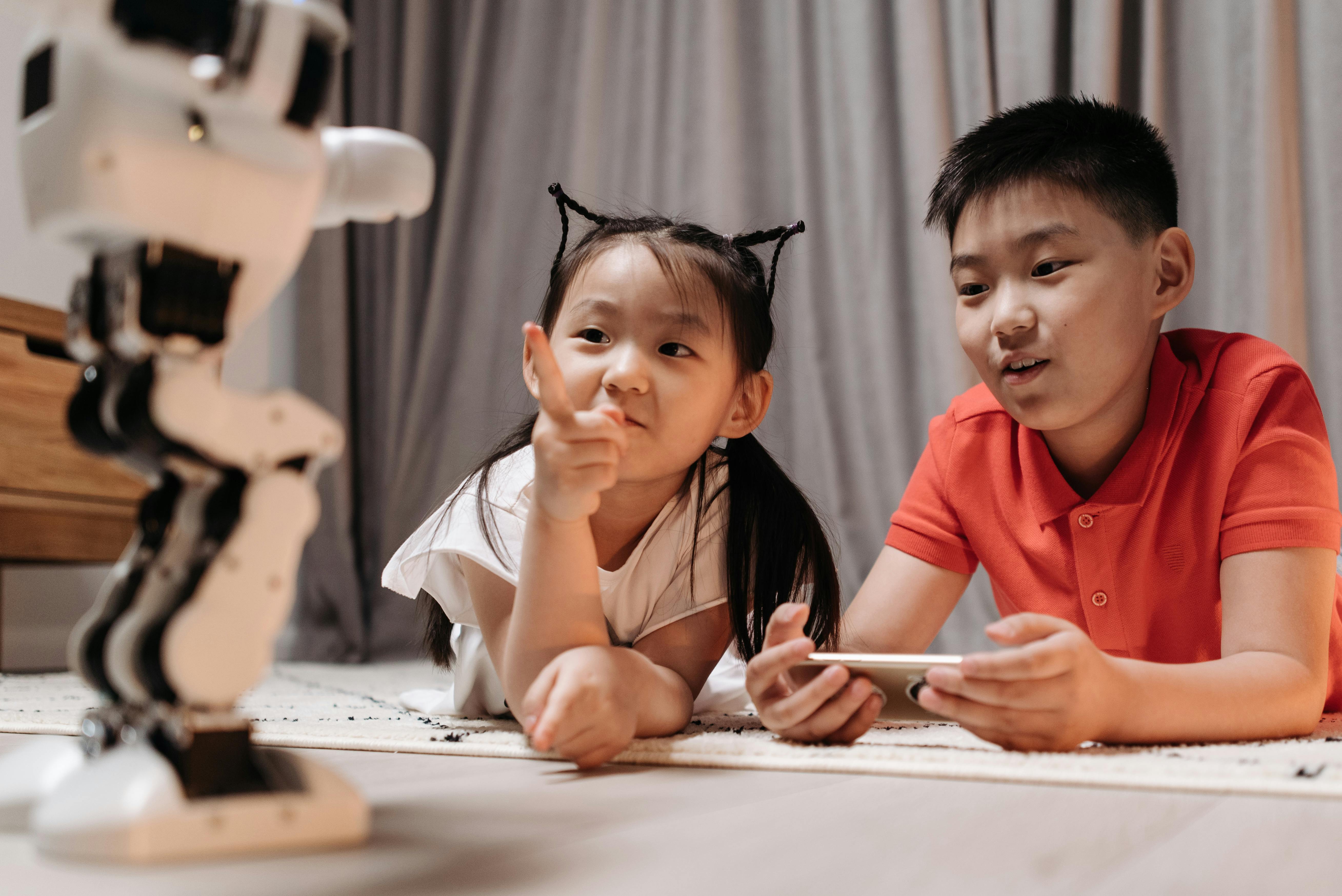 Kids Playing with a Robot